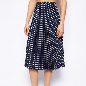 ASOS polka dot pleated midi skirt